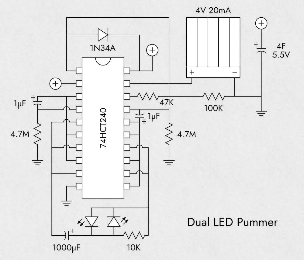 Dual LED pummer schematic diagram.